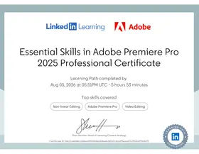 Essential Skills in Adobe Premiere Pro 2025 certificate
