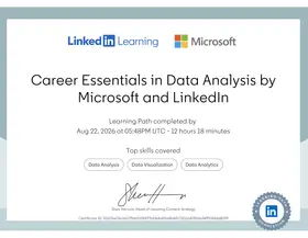Career Essentials in Data Analysis by Microsoft and LinkedIn certificate