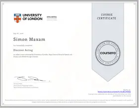 Discover Acting certificate