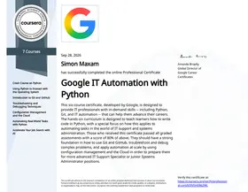 Google IT Automation with Python certificate
