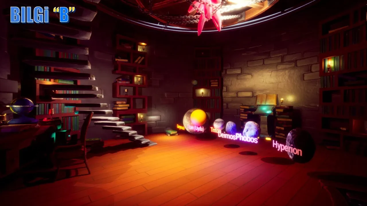 An in-game library with interactive planet models in SOLARIS